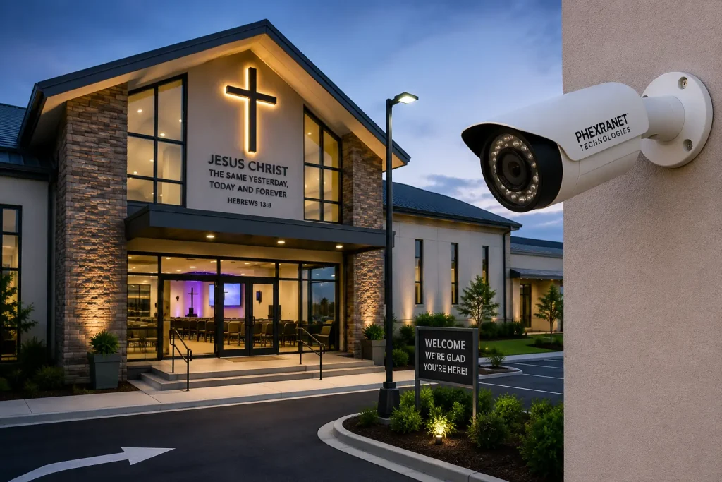 CCTV security camera installation for churches and ministry buildings