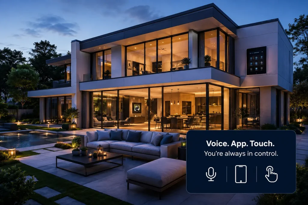 Modern smart home automation system with app, voice and touch control by Phetranet Technologies