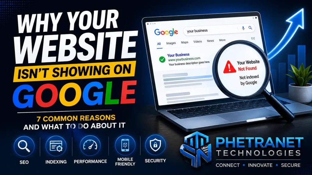 Website visibility and SEO showing how a business website can appear on Google search