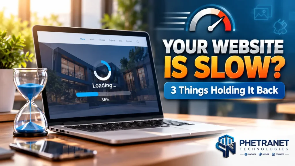 Website speed optimization showing a slow-loading website