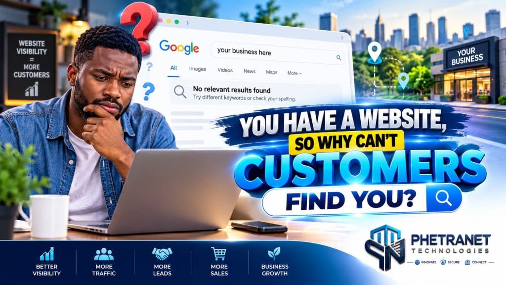 Business owner using a laptop while checking website visibility on Google